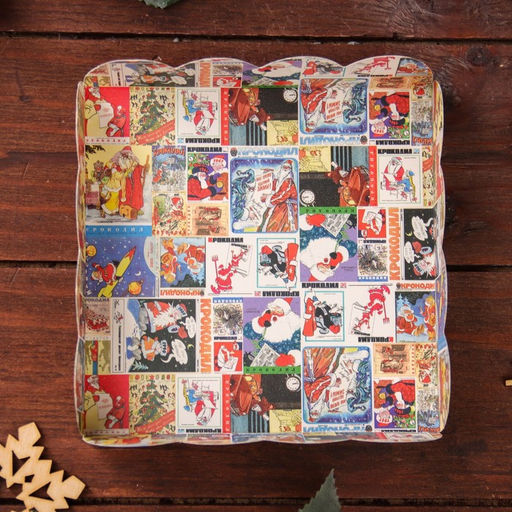 Цена за 5 шт. Коробка для печенья, кондитерская новогодняя упаковка «Новогодняя афиша», 12×12×3 см