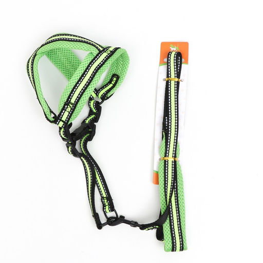 Комплект амуниции светоотражающий с мягкими шлейкой и ручкой, поводок 120 х 1,5 см, ОШ 35-53 см, жёл - Пижон фото 11