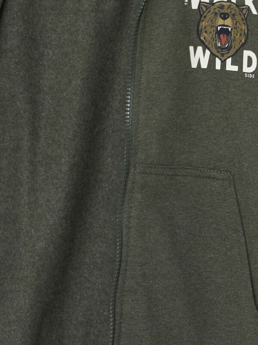 Kap??onlu Erkek ?ocuk Fermuarl? Sweatshirt
