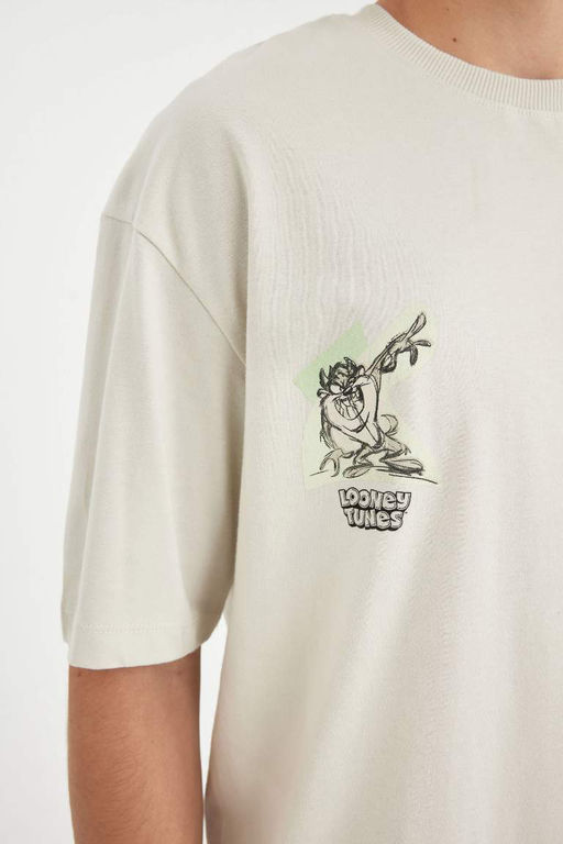 Футболка свободного кроя с круглым вырезом и короткими рукавами Looney Tunes - Defacto фото 5