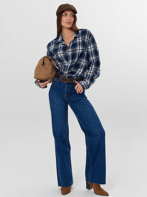 Джинсы женские wide leg темно-синие - Mark formelle фото 7