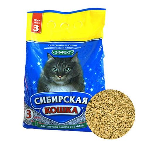 Наполнитель Сибирская Кошка ЭФФЕКТ 3 л впитывающий 1/4 АКЦИЯ 00023901