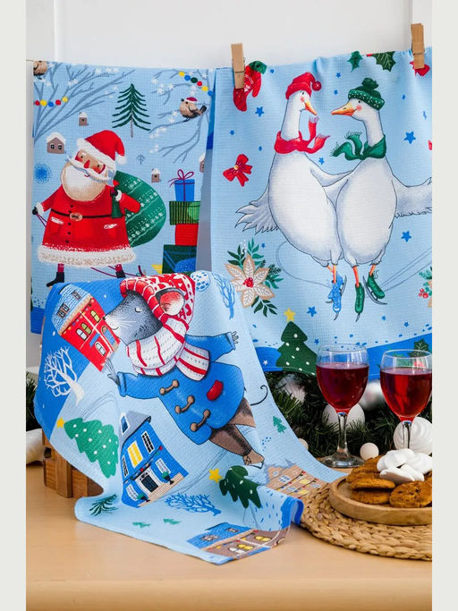 Полотенце вафельное Зимний день р.45*60