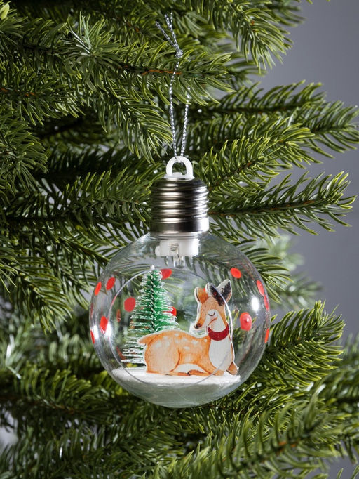 Ёлочный шар Пятнистый оленёнок, d=8 см, 1 LED, от батареек, свечение тёплое белое - Luazon lighting фото 10