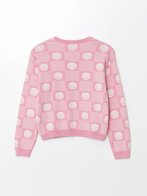 Bisiklet Yaka Desenli Uzun Kollu K?z ?ocuk Triko Kazak - Waikiki фото 2