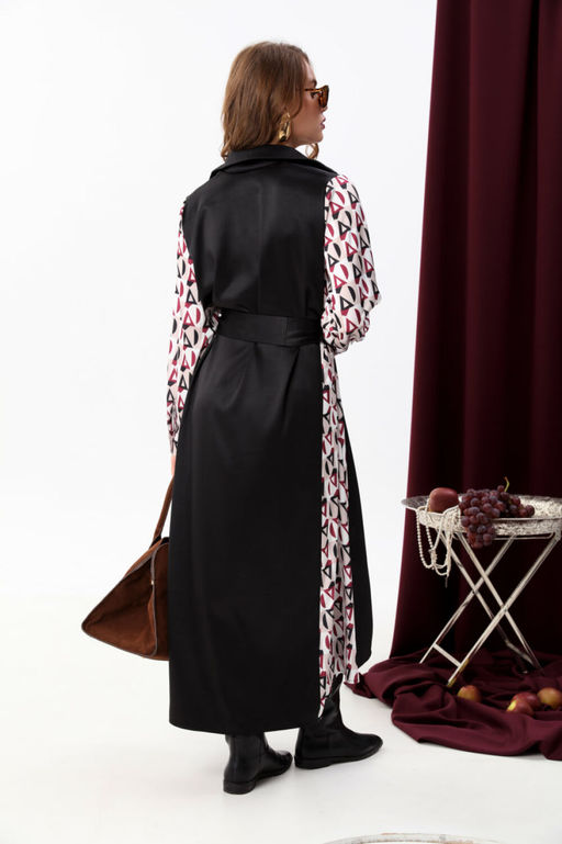 Платье NIKVA н718-5 чёрный+ромбы бургунди  фото 7