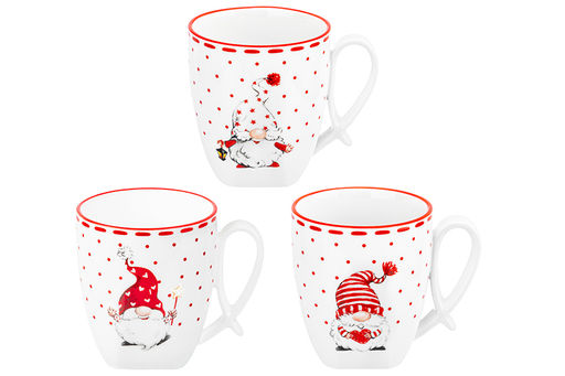 Набор 3 кружек 300 мл 10,5*8*9 см "Весёлые гномики" ручка петля