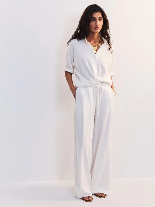 Льняные брюки с эластичным поясом ZR2605012102-2 / Zarina  фото 2