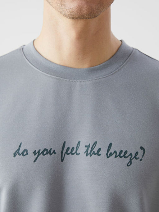 Bisiklet Yaka Uzun Kollu Bask?l? Erkek Sweatshirt
