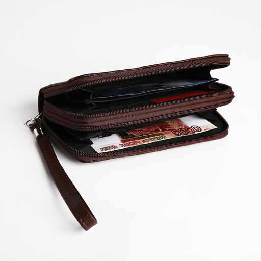 Кошелёк на молнии, цвет коричневый - Simaland фото 4
