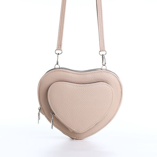 Сумка женская кросс-боди на молнии, в форме сердца, 20×5×16 см, бежевая
