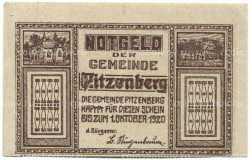 50 геллеров 1920 года Австрия Питценберг (нотгельд)