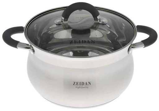Кастрюля нерж 5,1 л ZEIDAN со стекл крышкой, мат тонир, арт. Z-50253