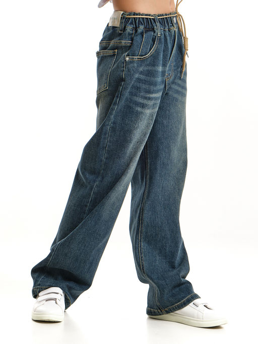 Джинсы для девочек прямого кроя 33-69031 синий - Mini maxi фото 9