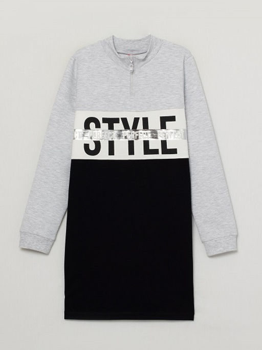 CRB wear/CWJG 62936-11-296 Платье для девочки, светло-серый меланж-черный/Ex.Cherubino  фото 5