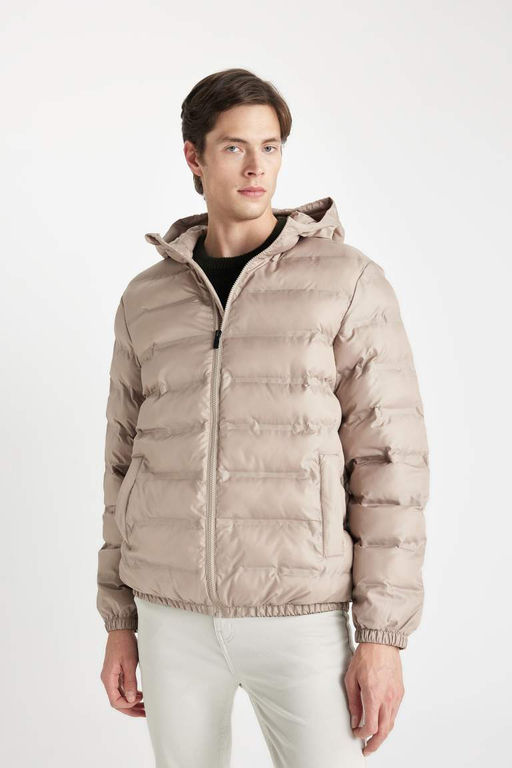 Облегающее водоотталкивающее пальто с капюшоном - Defacto фото 3