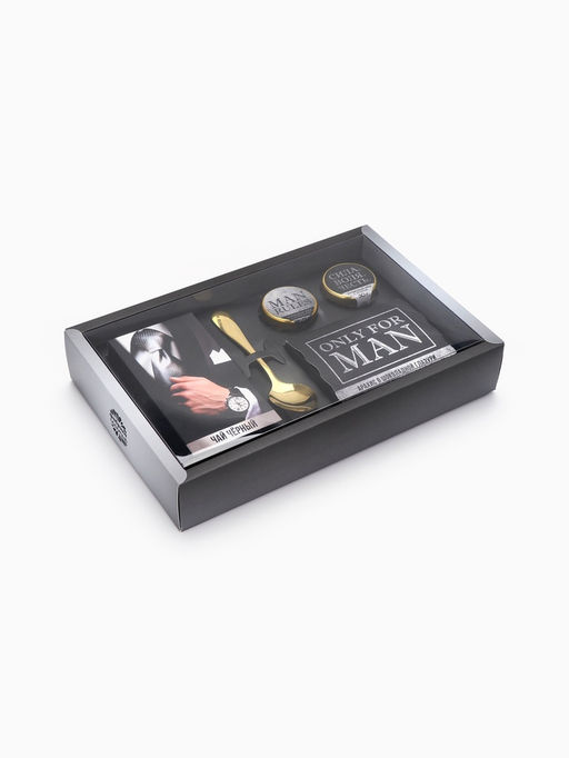 Подарочный набор Only for man: крем-мед с апельсином и хлопком, орехи в шоколадной глазури 70 г, чай чёрный, ложка - Фабрика счастья фото 9