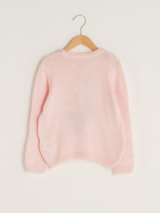 Bisiklet Yaka Desenli Uzun Kollu K?z ?ocuk Triko Kazak - Waikiki фото 2