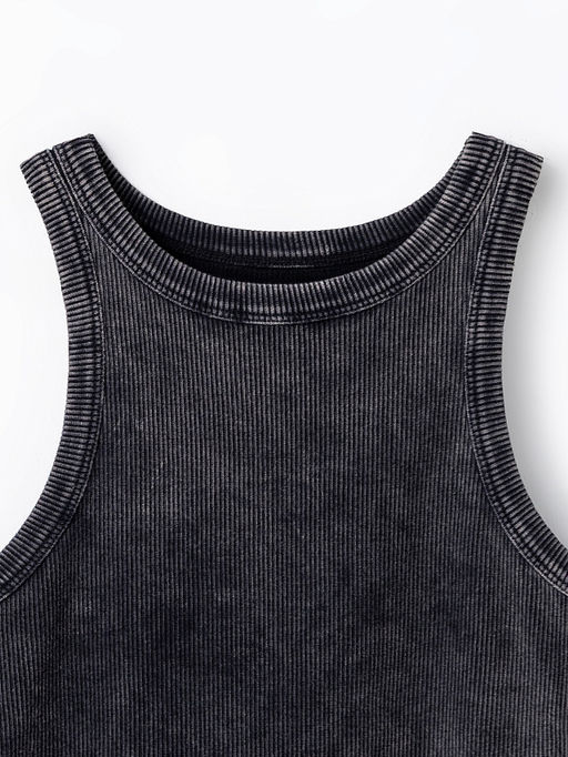 Топ женский черный с обработкой эйсид в рубчик - Mark formelle фото 6