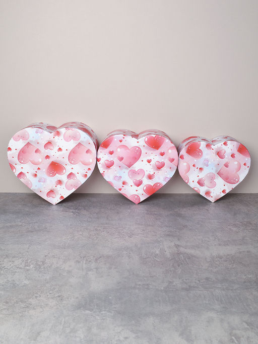 Коробка подарочная 3 штуки Сердце / 1157 /уп 24/16*18.3*7/18*20.3*8/20*22.3*9cm - ГалеонТрейд фото 3