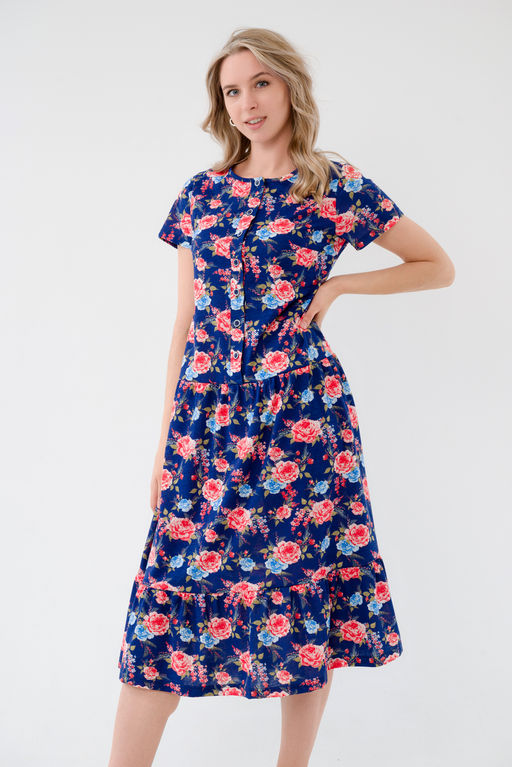 Платье женское из кулирки Кармелита красно-синий - Амадэль фото 4