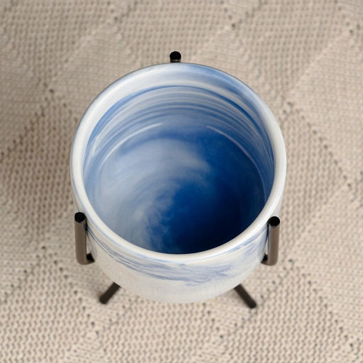 Кашпо Цилиндр, 280 мл, керамика, на чёрной подставке, белое - Take it easy фото 3