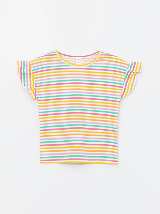 Bisiklet Yaka K?sa Kollu F?rf?r Detayl? K?z Bebek Ti??rt - Waikiki фото 2