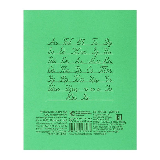 Набор тетрадей 12 листов в линию Зелёная обложка, белые листы 20 шт. - Calligrata фото 6