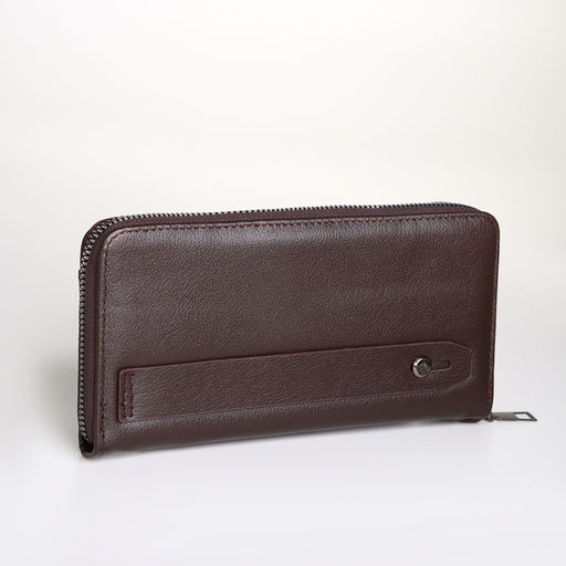 Портмоне-клатч мужской на молнии, с ручкой, коричневое