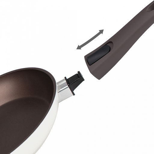 Сковорода с антипригарным покрытием д24см Hygge, h4,8см, s3,3мм, дно д19,4см, s3,8мм, кованый алюминий, съемная бакелитовая ручка с покрытием soft-touch, молочный/коричневый, TalleR (Китай) Подходит для всех видов плит, включая индукционную. - Домашняя мода фото 6