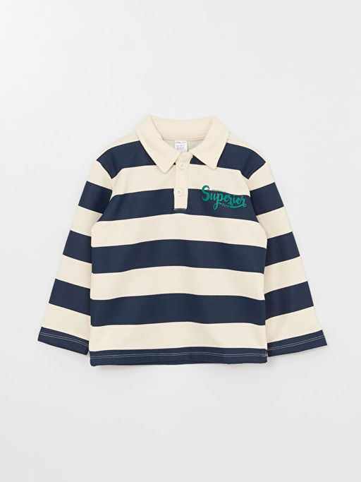 Polo Yaka Uzun Kollu ?izgili Erkek Bebek Sweatshirt - Waikiki фото 3