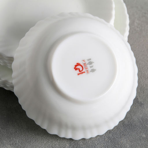 Сервиз столовый Доляна «Дива», 18 предметов: 6 тарелок d=17,5 см, d=23 см, 5×5 см, стеклокерамика, цвет белый