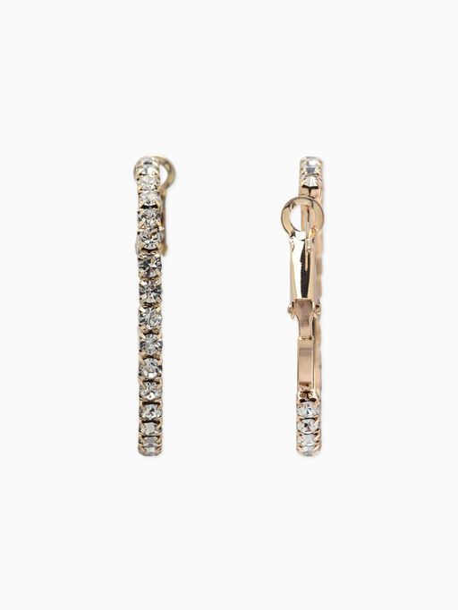 Цена за 2 шт. Серьги-кольца со стразами d=3,5см, цвет белый в золоте