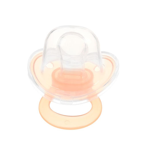 Соска-пустышка ортодонтическая Крошка Я, силикон, от 6 мес., с колпачком, персиковый