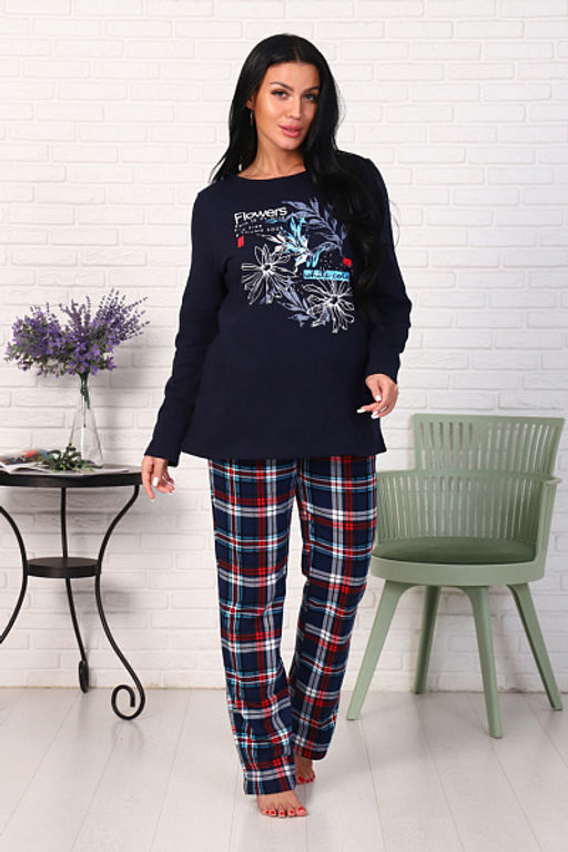 Костюм с брюками, футер с начесом, Flowers (876-1) - Плиона фото 2