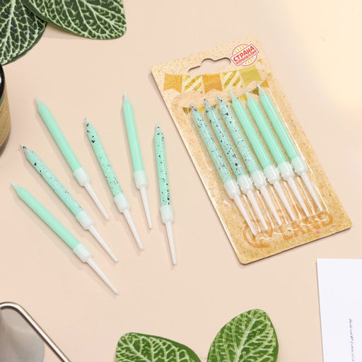 Цена за 2 шт. Свечи для торта Блестящая вечеринка, 6 шт., голубые - Страна карнавалия фото 2