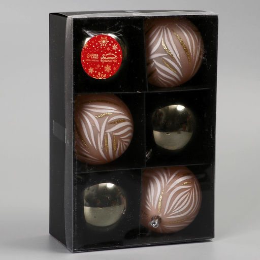 Ёлочные игрушки Морозная росшивь, шары новогодние, d=7.5 см, набор 6 шт., штрихи, МИКС - Зимнее волшебство фото 3