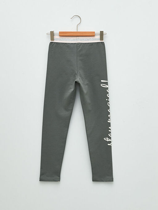 Beli Lastikli Bask?l? Pamuklu K?z ?ocuk Uzun Tayt - Waikiki фото 2