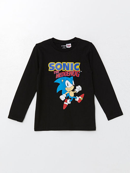 Bisiklet Yaka Sonic Bask?l? Erkek Bebek Ti??rt