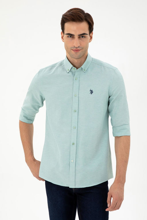 Мужская мятная базовая рубашка с длинным рукавом - U.s. polo assn фото 3