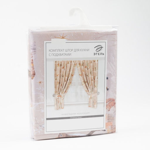Новогодний комплект штор для кухни с подхватами Christmas forest 145х180см-2 шт, габардин - Этель фото 8