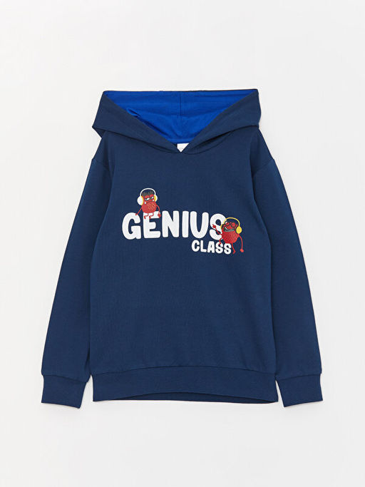 Kap??onlu Bask?l? Uzun Kollu Erkek ?ocuk Pijama Tak?m? - Waikiki фото 2