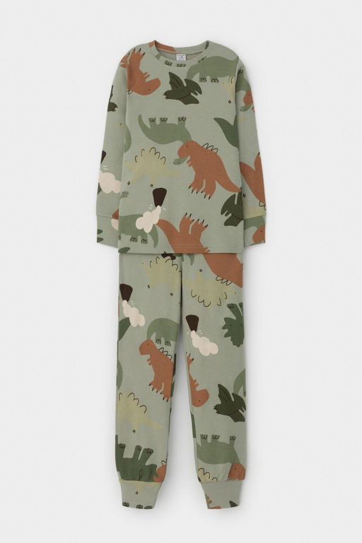 Crockid _ К 1552/оливковый хаки,динопарк пижама дет  фото 2