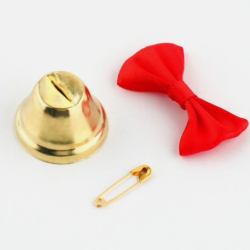 Цена за 5 шт. Колокольчик на булавке с бантом на выпускной, красный, d = 2,6 см