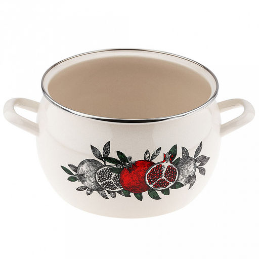 "Цвет граната" Кастрюля эмалированная 5,0л, форма полусфера, металлическая крышка, нержавеющий ободок (Россия)