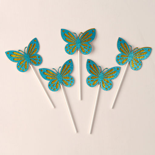 Набор для украшения Бабочки, набор 5 шт, цвет синий - Страна карнавалия фото 2