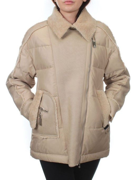 902 BEIGE Куртка зимняя облегченная женская (холлоффайбер 150 гр., искусственная дубленка) - Fashion фото 5