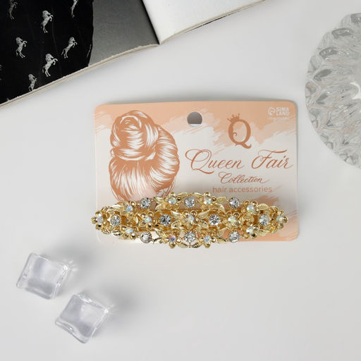 Заколка - автомат для волос «Сессилия», классик, 9 см, золото