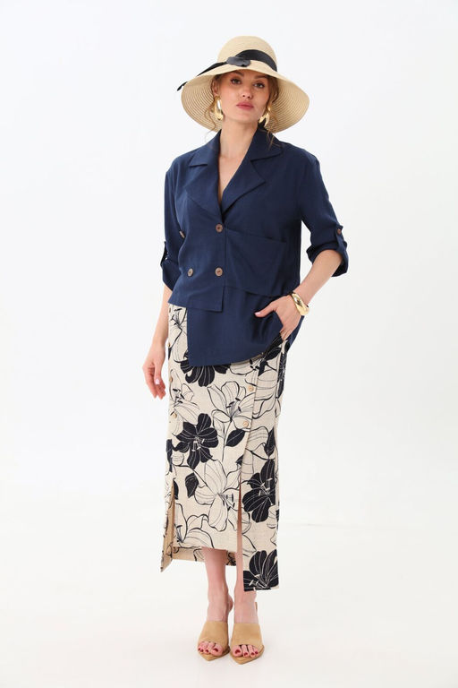 Юбка NIKVA н971-2 сине-песочные лилии