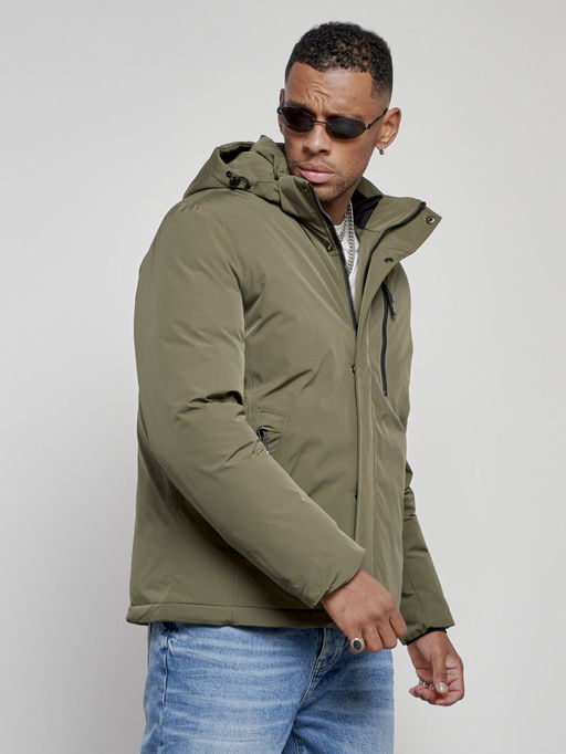 Куртка мужская зимняя с капюшоном спортивная великан цвета хаки 8335Kh - Wonderrman фото 9